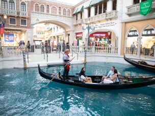You can ride on a gondola at the Venetian in Las Vegas.