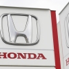 Honda logos are pictured in Tsukuba, Japan, on Feb. 13, 2019. 