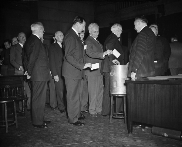 Dec. 16, 1940: New York State electors, part of the Electoral College, cast votes at the state capital in Albany. "All are unidentified," according to The Associated Press.