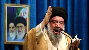 Iranian senior cleric Ahmad Khatami delivers his sermon during Friday prayer ceremony in Tehran, Iran, on Jan. 5, 2018.