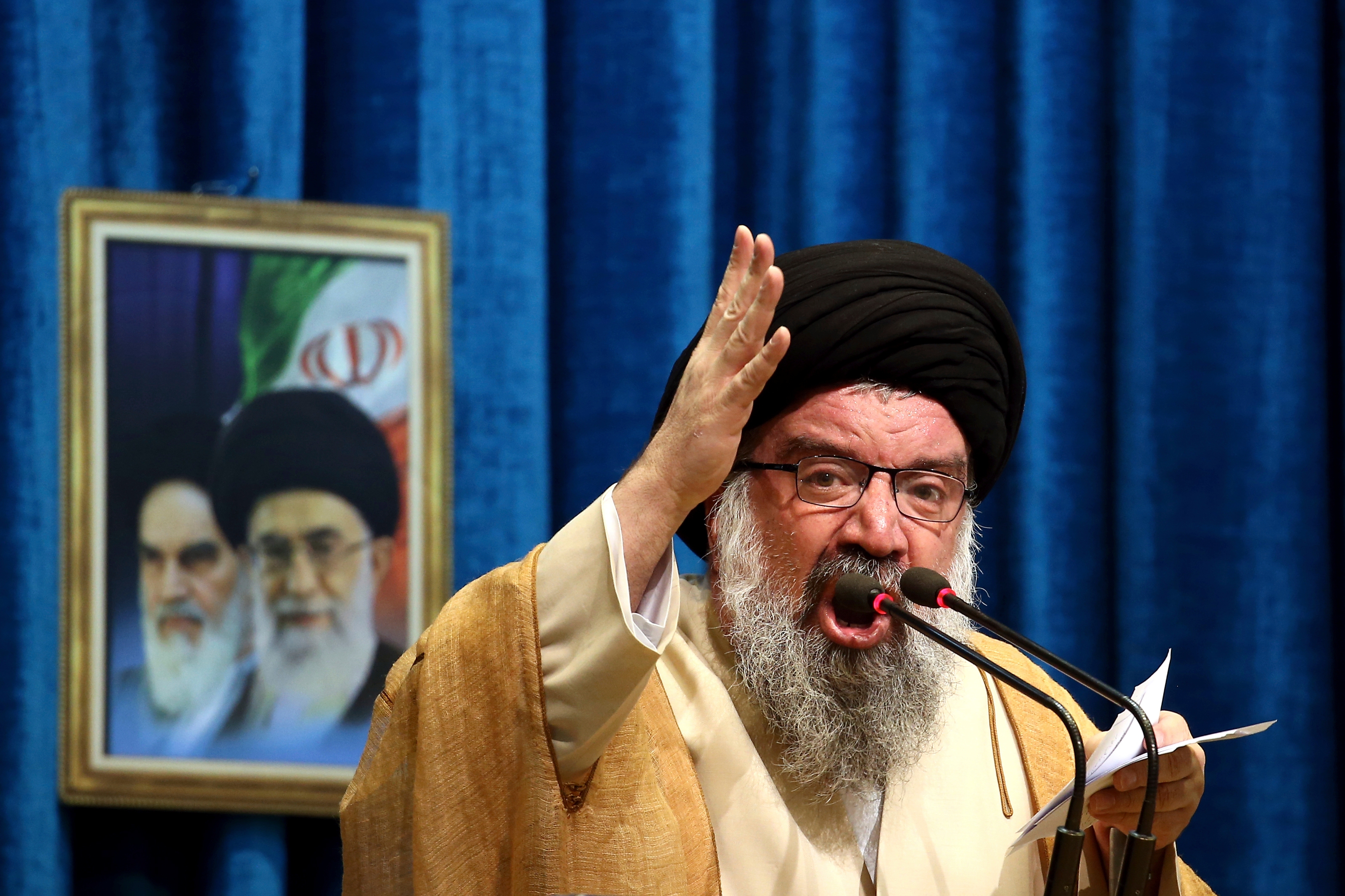 Iranian senior cleric Ahmad Khatami delivers his sermon during Friday prayer ceremony in Tehran, Iran, on Jan. 5, 2018. (AP)