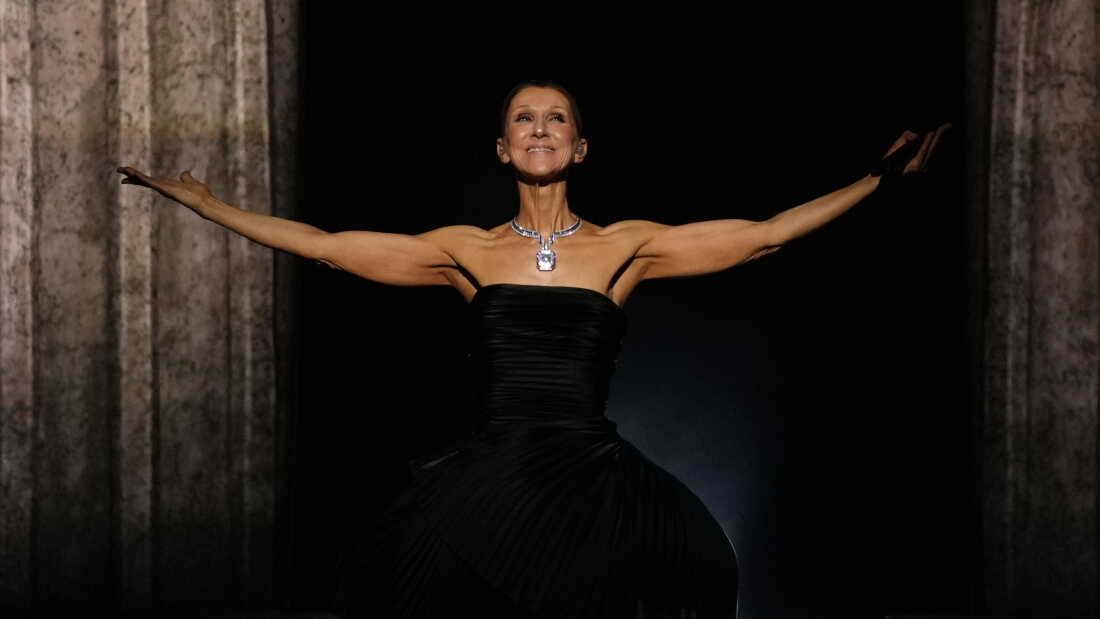 Singer Celine Dion performs during the opening concert of her 'Celine Dion Paris 2026' residency at the Plenitude Arena in Nanterre, outside Paris, Saturday, Sept. 12, 2026.