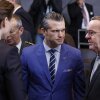 U.S. Defense Secretary Pete Hegseth (center) speaks with German Defense Minister Boris Pistorius (right) and Finland's defense minister, Antti Hakkanen, at NATO headquarters in Brussels, Thursday.