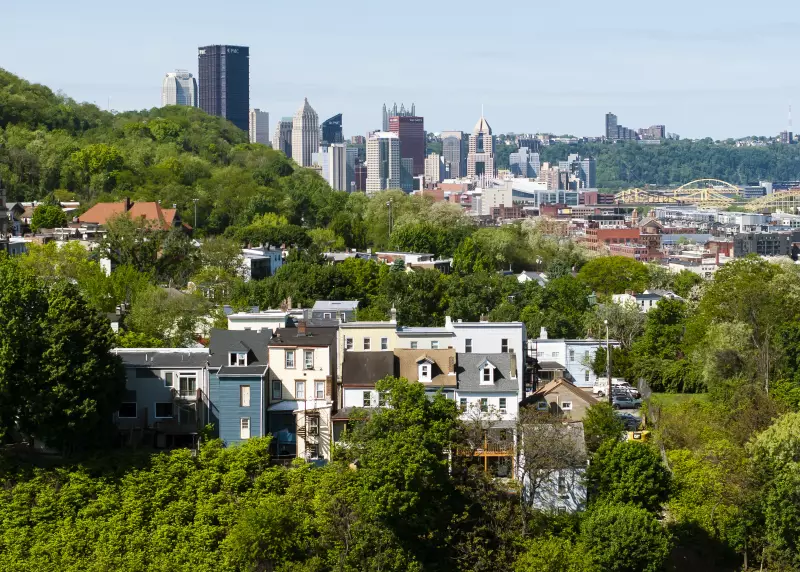 Houses are seen in Pittsburgh, Pa., on May 4, 2026.