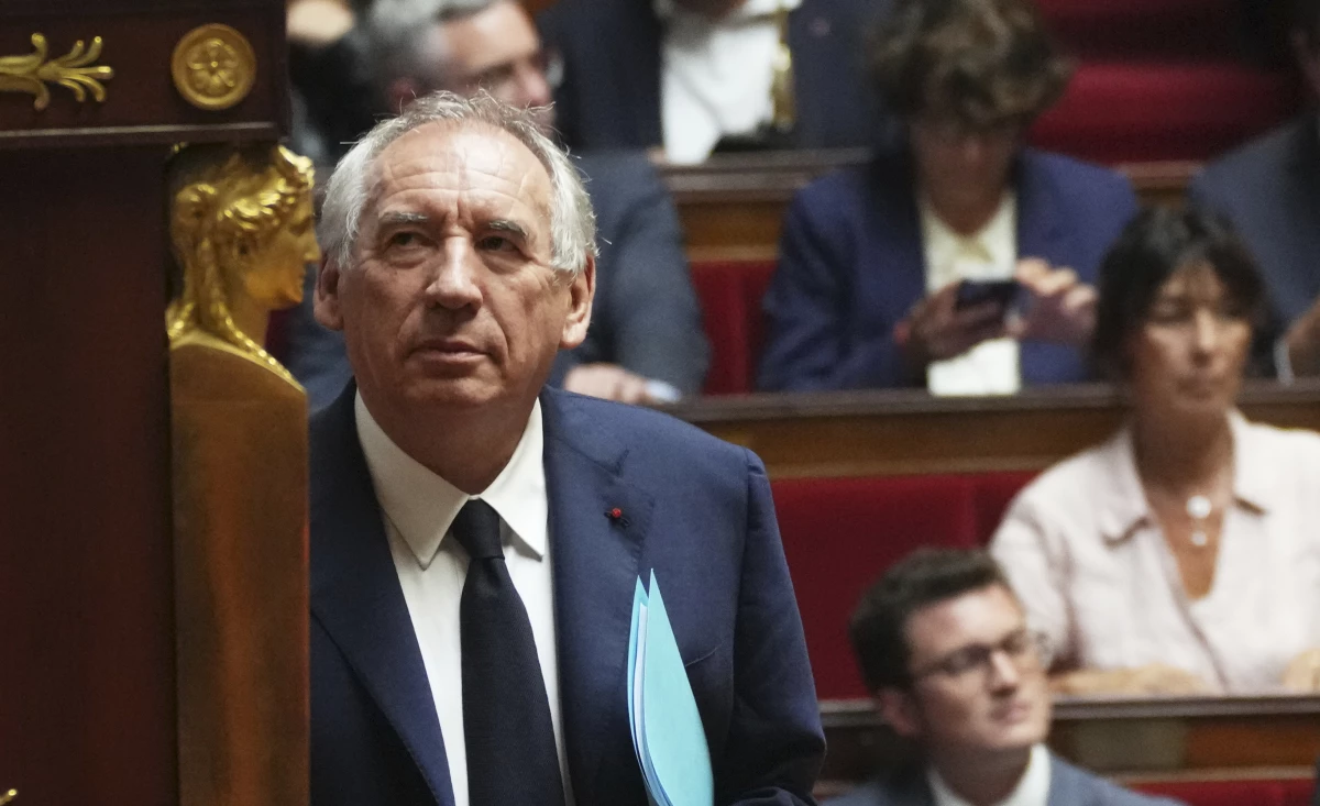 French Prime Minister Francois Bayrou arrives to address the National Assembly, prior to the parliamentary confidence vote, in Paris, France, Monday, Sept. 8.