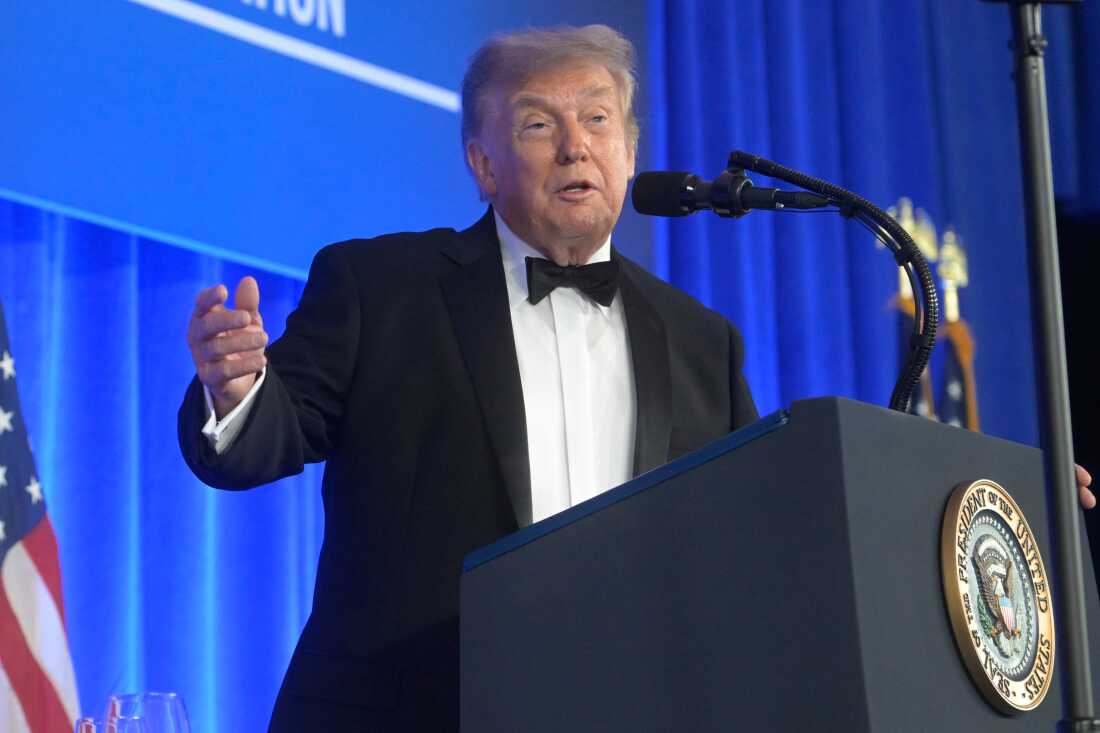 Başkan Donald Trump, 24 Temmuz 2026 Cuma günü Washington'da Waldorf Astoria Washington DC'de düzenlenen Beyaz Saray Muhabirleri Derneği yemeğinde konuşuyor.