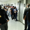 People line up before their hearings at the New York Federal Plaza Immigration Court in October 2025.