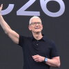 CEO Tim Cook waves during the annual World Wide Developers Conference at Apple's headquarters in Cupertino, Calif., Monday, June 8, 2026.