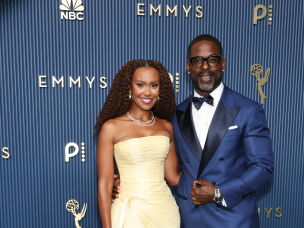Actors Ryan Michelle Bathe (left) and Sterling K. Brown attend the Emmy Awards.