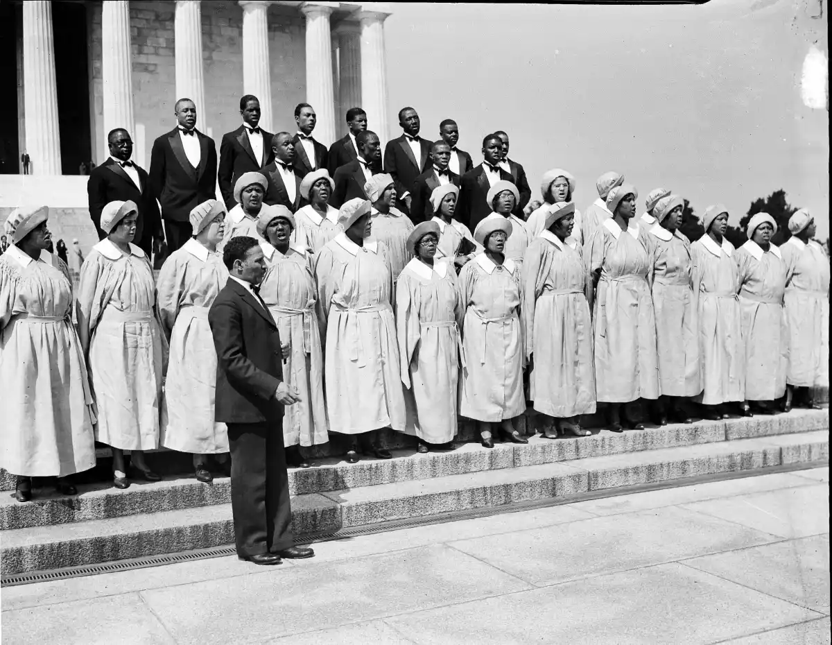 Michaux, front left, poses with his church choir in Washington, D.C., date unknown.