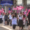 Air Canada flight attendants picket at Pearson International Airport in Toronto on Saturday.