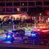 Law enforcement surrounds the Washington Hilton Hotel where shots were fired near the White House Correspondents' Association Dinner featuring President Donald Trump in Washington, D.C., on April 25.