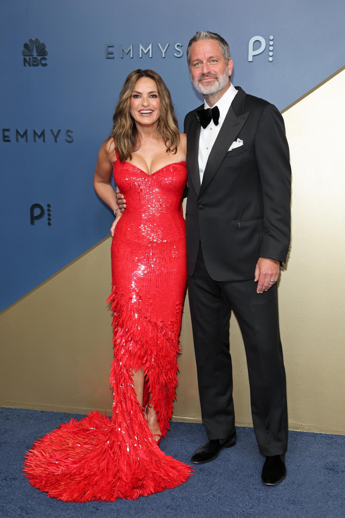 See the Emmys 2026 red carpet looks 1 Host Mariska Hargitay and her husband Peter Hermann attend the Emmy Awards.