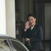 Thailand's suspended Prime Minister Paetongtarn Shinawatra, center, arrives at Government House in Bangkok, Thailand, Friday, Aug. 29, 2025.