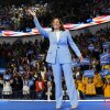 Vice President Harris waves during a packed campaign rally Tuesday in Atlanta.