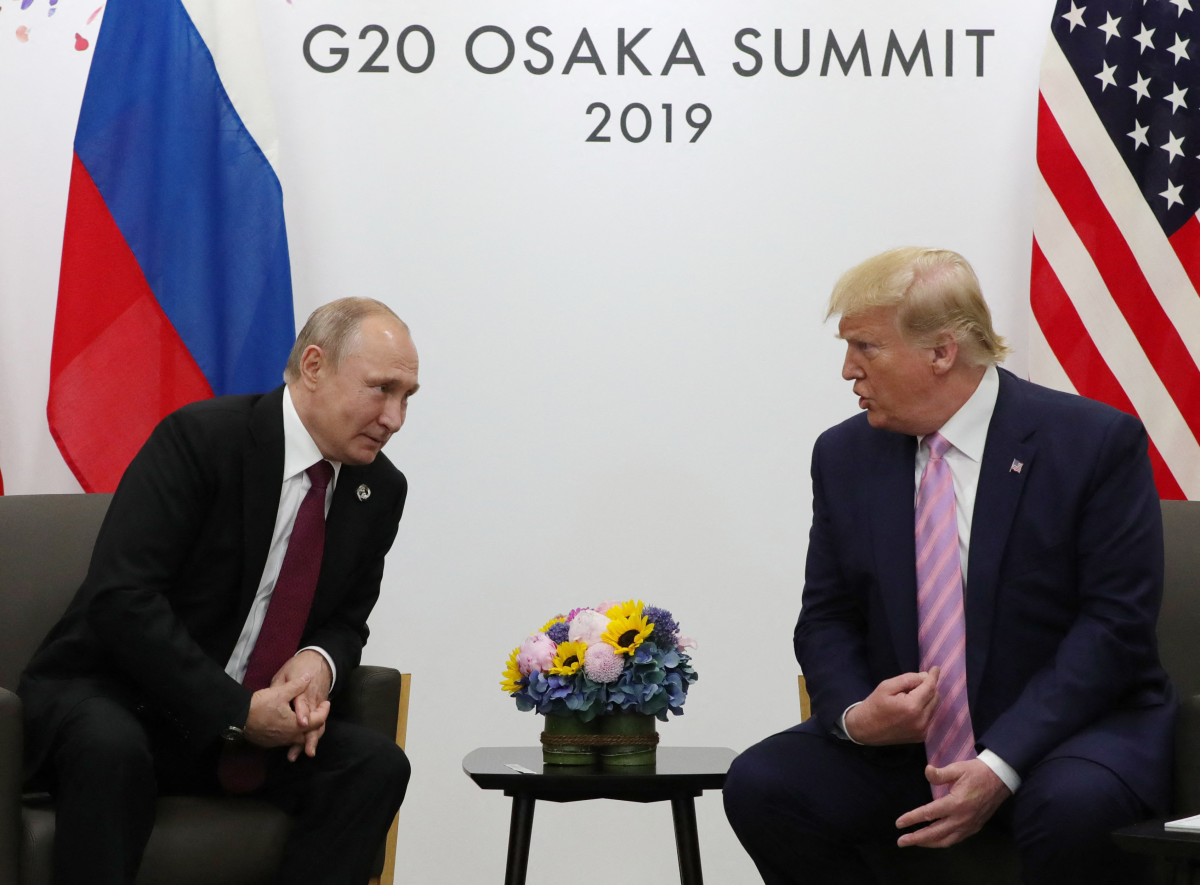 Russian President Vladimir Putin and President Trump hold a meeting on the sidelines of the G20 summit in Osaka, Japan, on June 28, 2019.