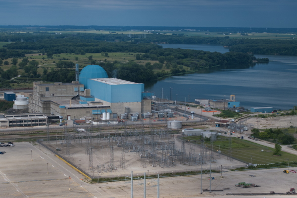 An aerial view shows Constellation's Clinton Clean Energy Center’s single nuclear reactor power plant in Illinois. Meta recently signed a 20-year power purchase agreement with Constellation for the output from the plant.