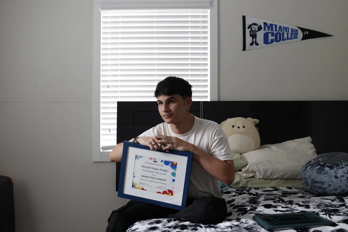 Michael Vargas in his room on Wednesday, April 3, 2024 in Miami.