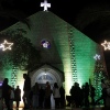 Palestinian Christians wait to pray at the midnight Christmas Eve Mass out side the Deir Al Latin Holy Family Catholic Church in Gaza City, 2021.