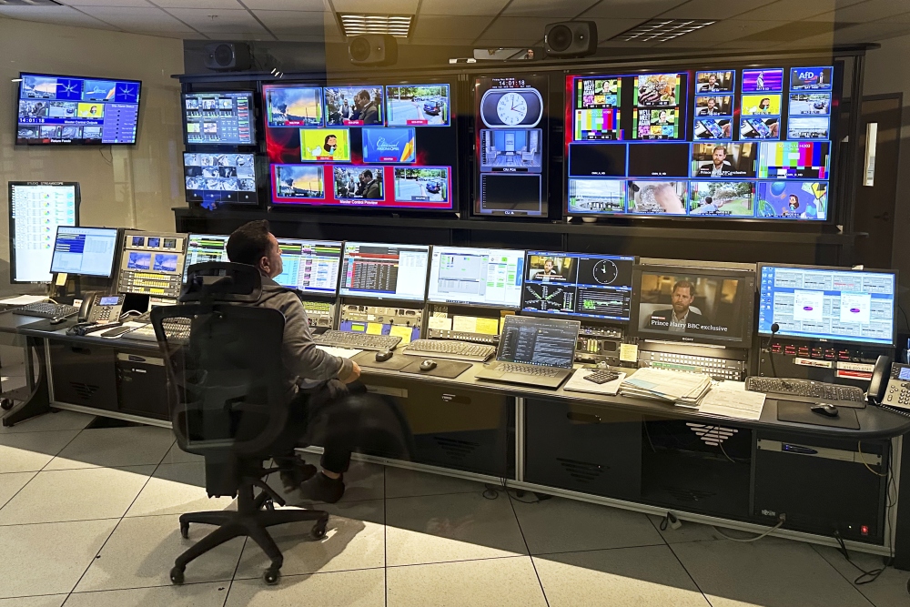 A control room at the Arizona PBS offices in Phoenix is seen Friday, May 2, 2025. Earlier this month, President Trump issued an executive order claiming to direct CPB's board to end federal funding to PBS and NPR. (AP)
