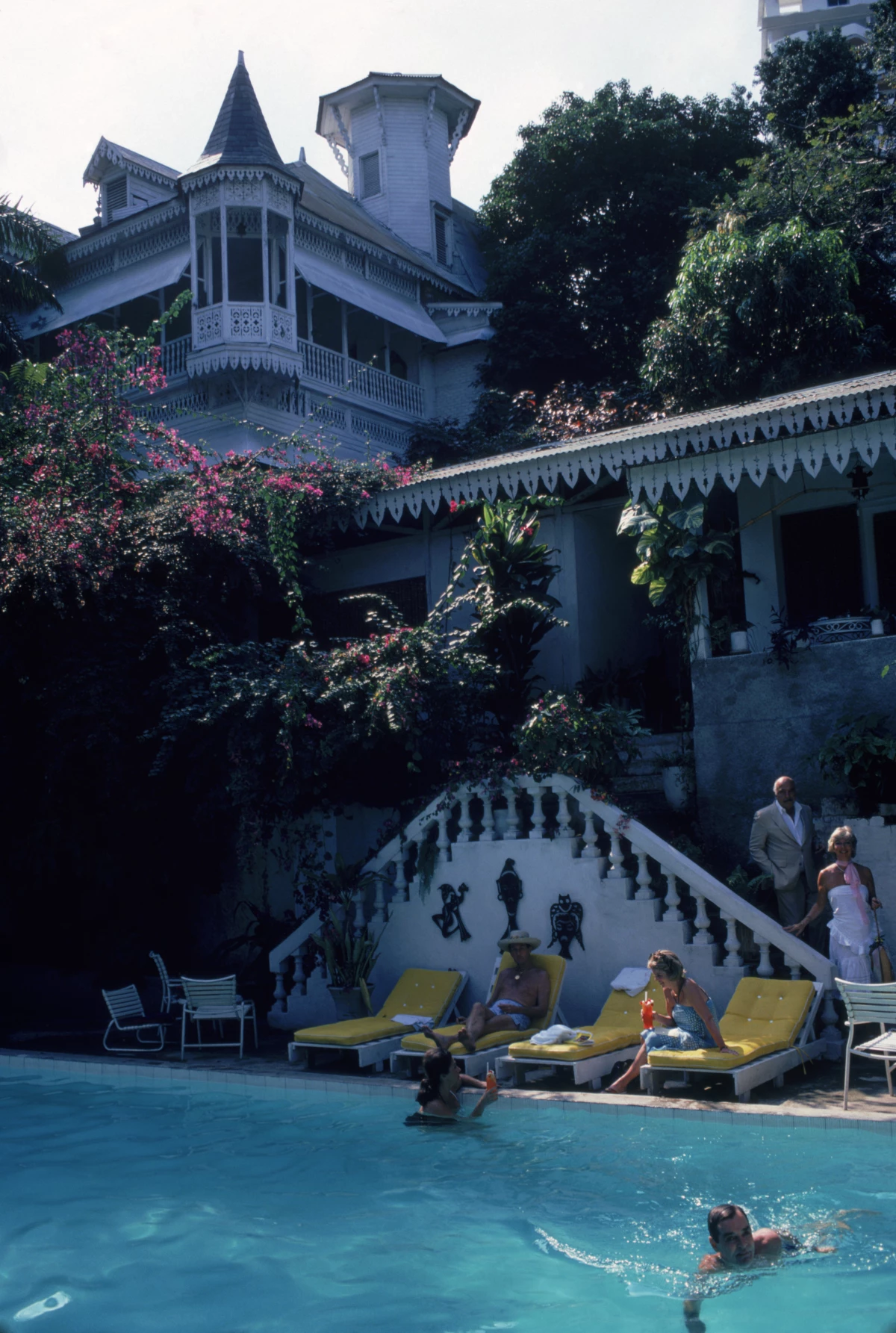 The swimming pool at the Grand Hotel Oloffson in Port-au-Prince, Haiti, February 1981.