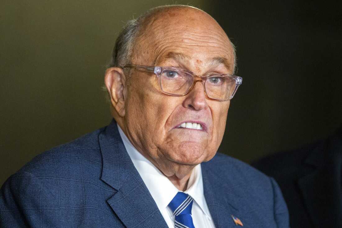 Rudy Giuliani speaks to the media outside Manhattan federal court in New York, Jan. 3, 2025.
