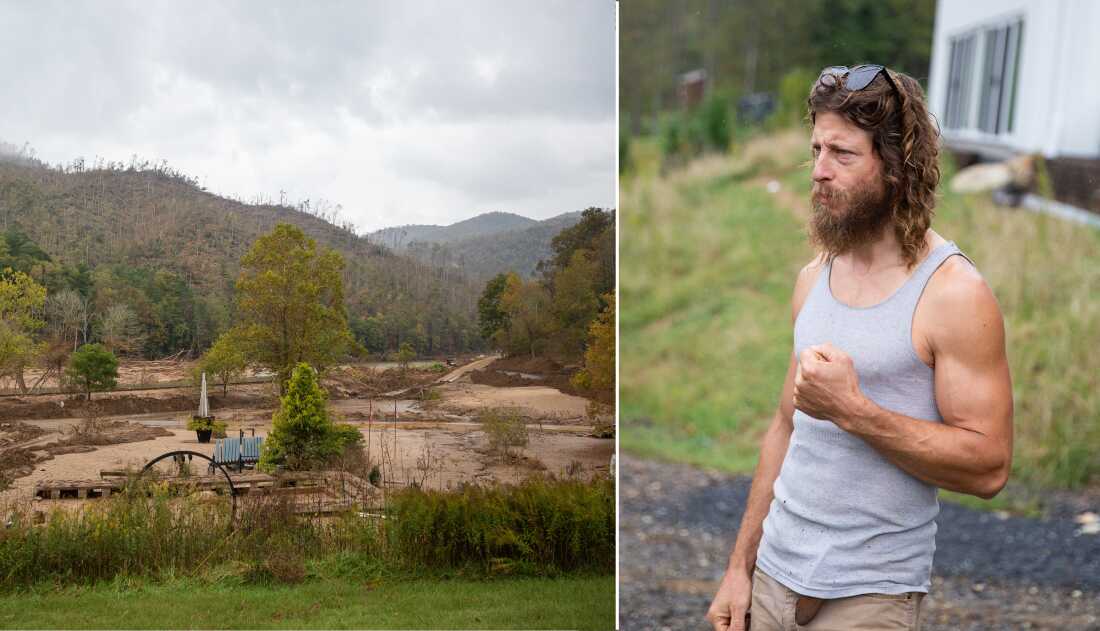 Patrick Toups stands near the area where his 1910 home once stood along the Nolichucky River in Poplar, N.C.