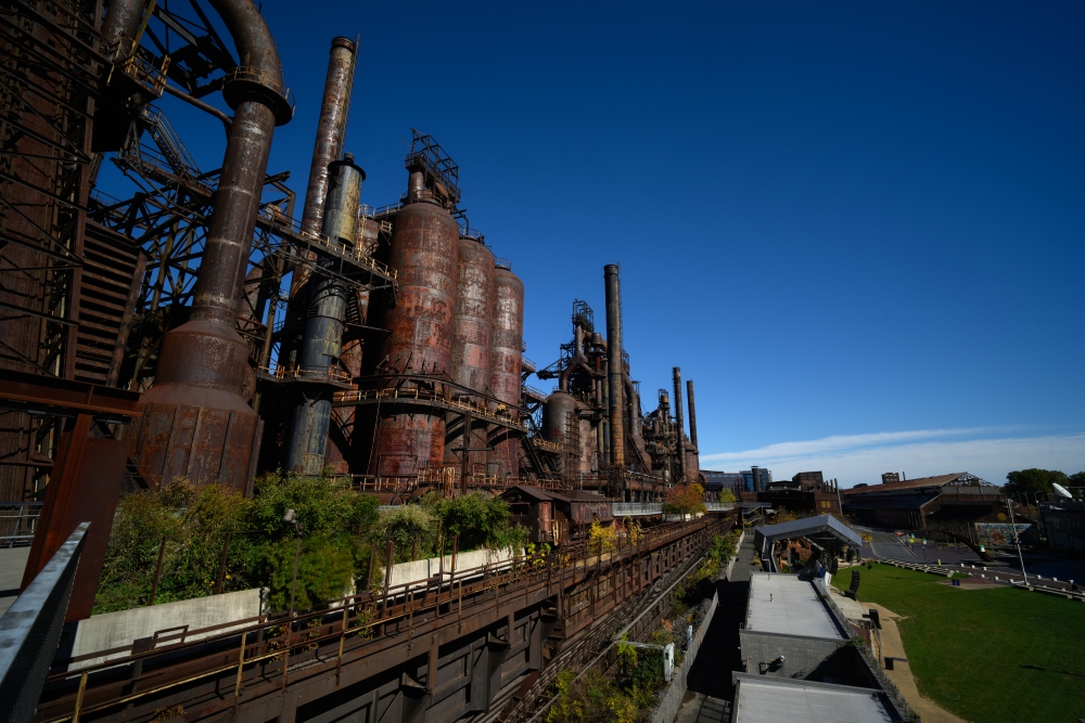 Dormant blast furnaces sit at the old site of the Bethlehem Steel plant, which was an economic center of the Lehigh Valley for more than 100 years.