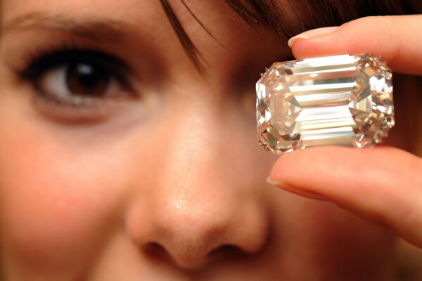 A Sotheby's employee displays a famous Lesotho I diamond during an auction preview in 2008 in Geneva. Some of the biggest diamonds ever found have been mined in Lesotho.
