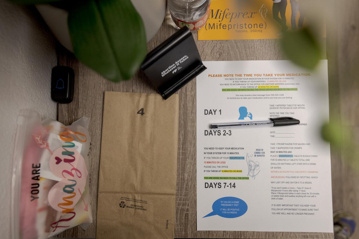 A Louisiana case could upend telehealth abortion. What exactly is it? 1 The instructions for taking mifepristone are laid out on the table in the telemedicine room, where patients can talk to Dr. William Richardson virtually, at Choices Women's Center in Tucson, Ariz., on Thursday, Sept. 3, 2026.