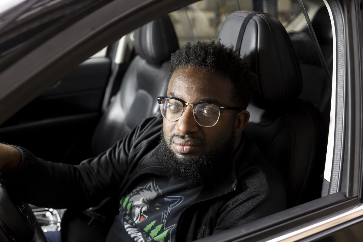 Matthew McGlory, a rideshare driver and active member of MULDA, in downtown Minneapolis on May 26. McGlory says drivers in other states have been watching Minnesota, waiting to see what happened.