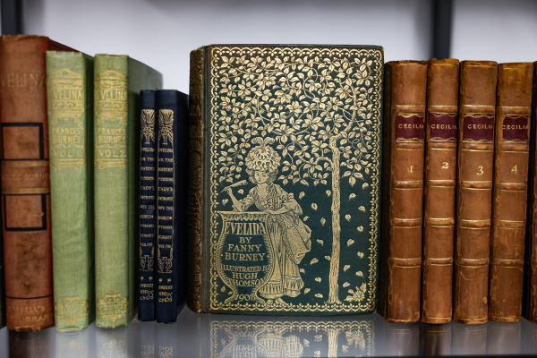 Versions of Evelina and Cecilia by Frances Burney are on display in the archives at Type Punch Matrix, a rare bookshop in Silver Spring, Md.