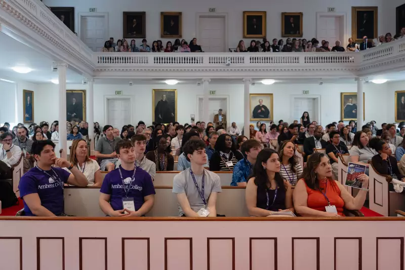 Admitted students and their families listen to the president of Amherst College, Michael Elliott, welcome them. Many of the students — including some from rural places — were weighing where to enroll for the fall.