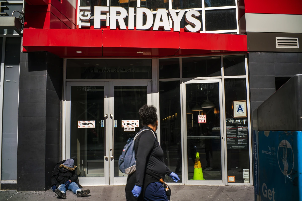A TGI Fridays is pictured in 2020 in Queens in New York City, when the streets were empty due to the coronavirus.