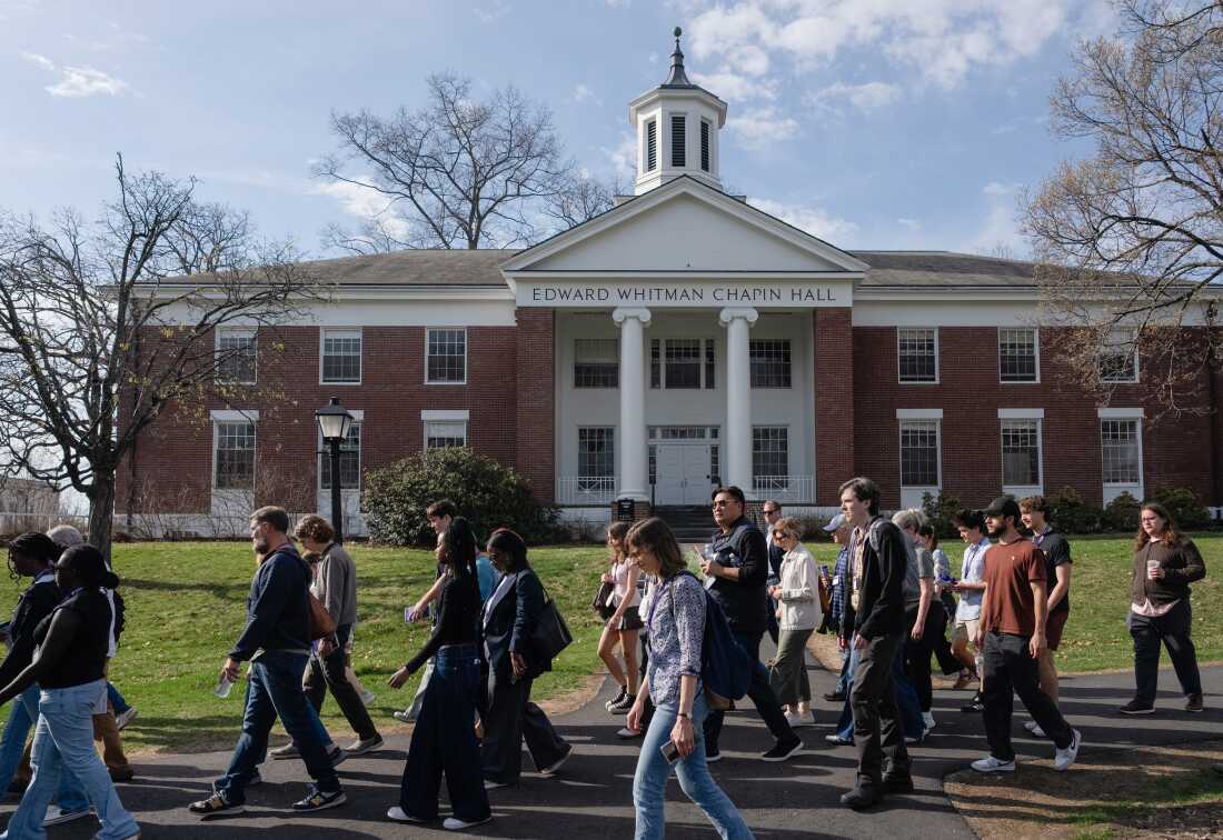Admitted students and their families, including some from rural areas, take a tour of the Amherst College campus as they decide whether or not to enroll.