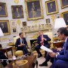 NATO Secretary-General Mark Rutte, left, meets with President Donald Trump and other officials in the Oval Office on Wednesday in Washington. Rutte met with Trump ahead of next month's NATO summit and as the Pentagon conducts a six-month review of U.S. forces in Europe.