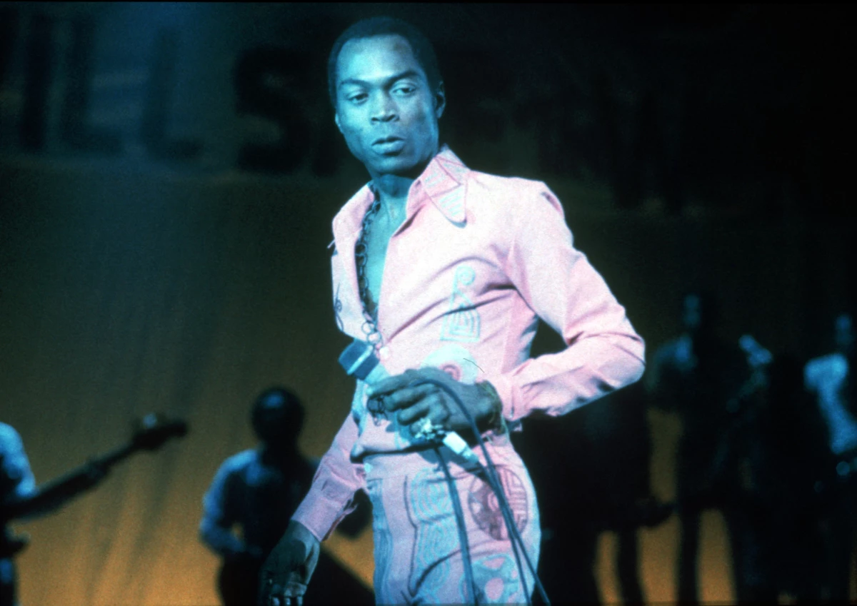 Fela Kuti performs at Brixton Academy, London, on November, 12, 1983.