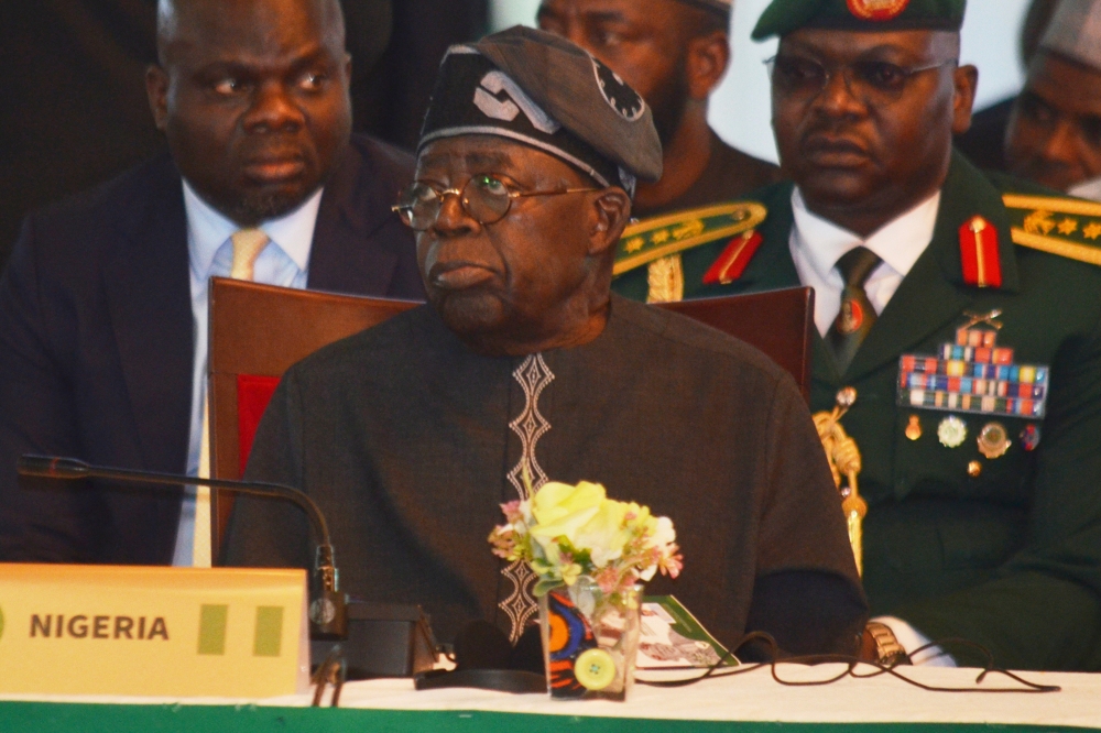 Nigerian President Bola Ahmed Tinubu attends an ECOWAS meeting in Abuja, Nigeria, on June 22, 2025. (AP)