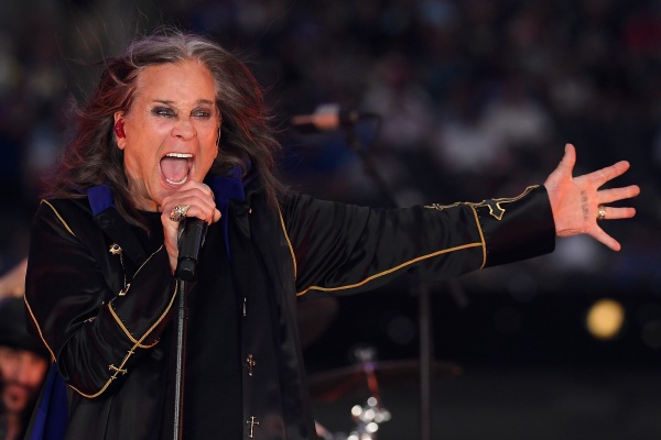 Ozzy Osbourne performs during half-time of the NFL game between the Los Angeles Rams and the Buffalo Bills at SoFi Stadium on Sept. 8, 2022, in Inglewood, Calif.