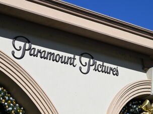 The Paramount sign is seen outside the Paramount Studios in Los Angeles, Calif., on December 9, 2025.