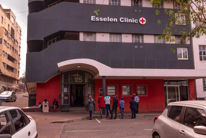 The Esselen Clinic, which is situated on the same street as the WITS RHI Women’s Health Clinic continues to operate with patients lining up outside on Esselen street, Hillbrow, Johannesburg, South Africa on May 25, 2026.