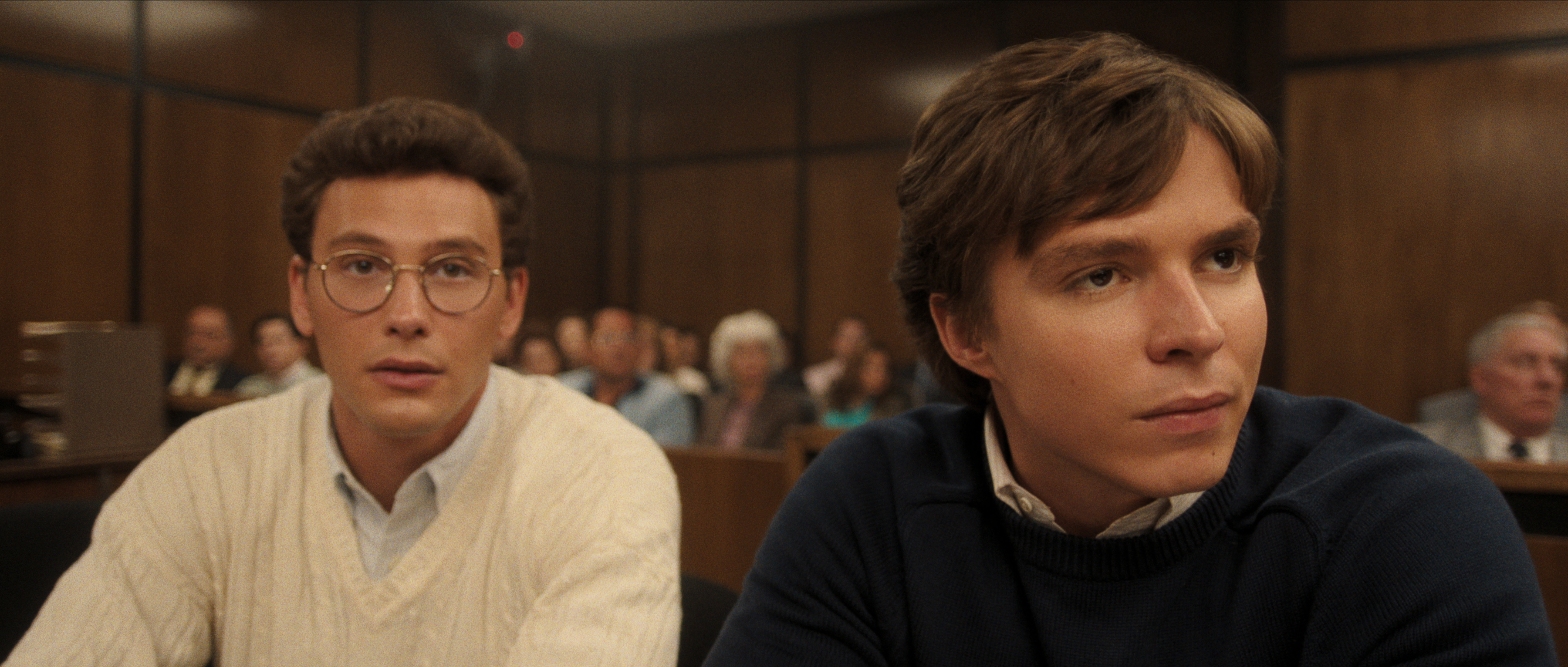 Cooper Koch as Erik Menendez, Nicholas Chavez as Lyle Menendez (left to right) in episode 8 of <em>Monsters: The Lyle And Erik Menendez Story. </em>