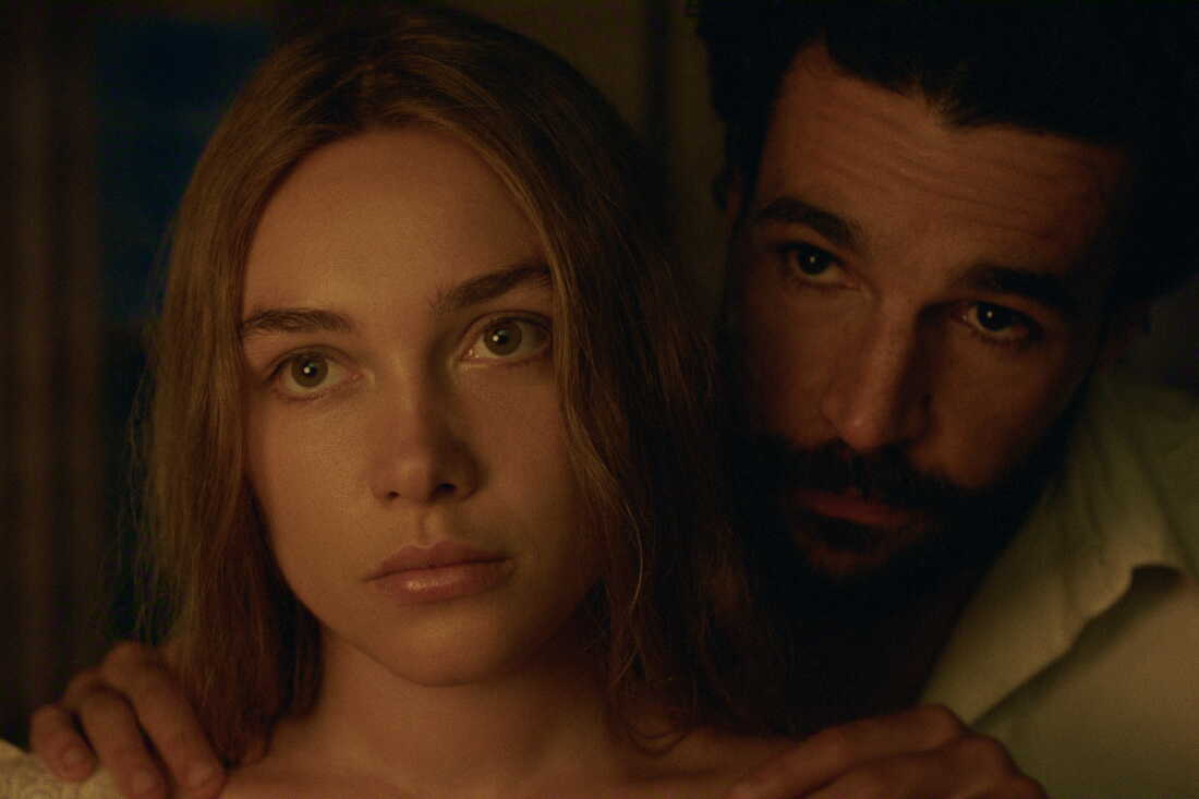 Florence Pugh plays Cathy Ames and Christopher Abbott is Adam Trask in the Netflix miniseries East of Eden.