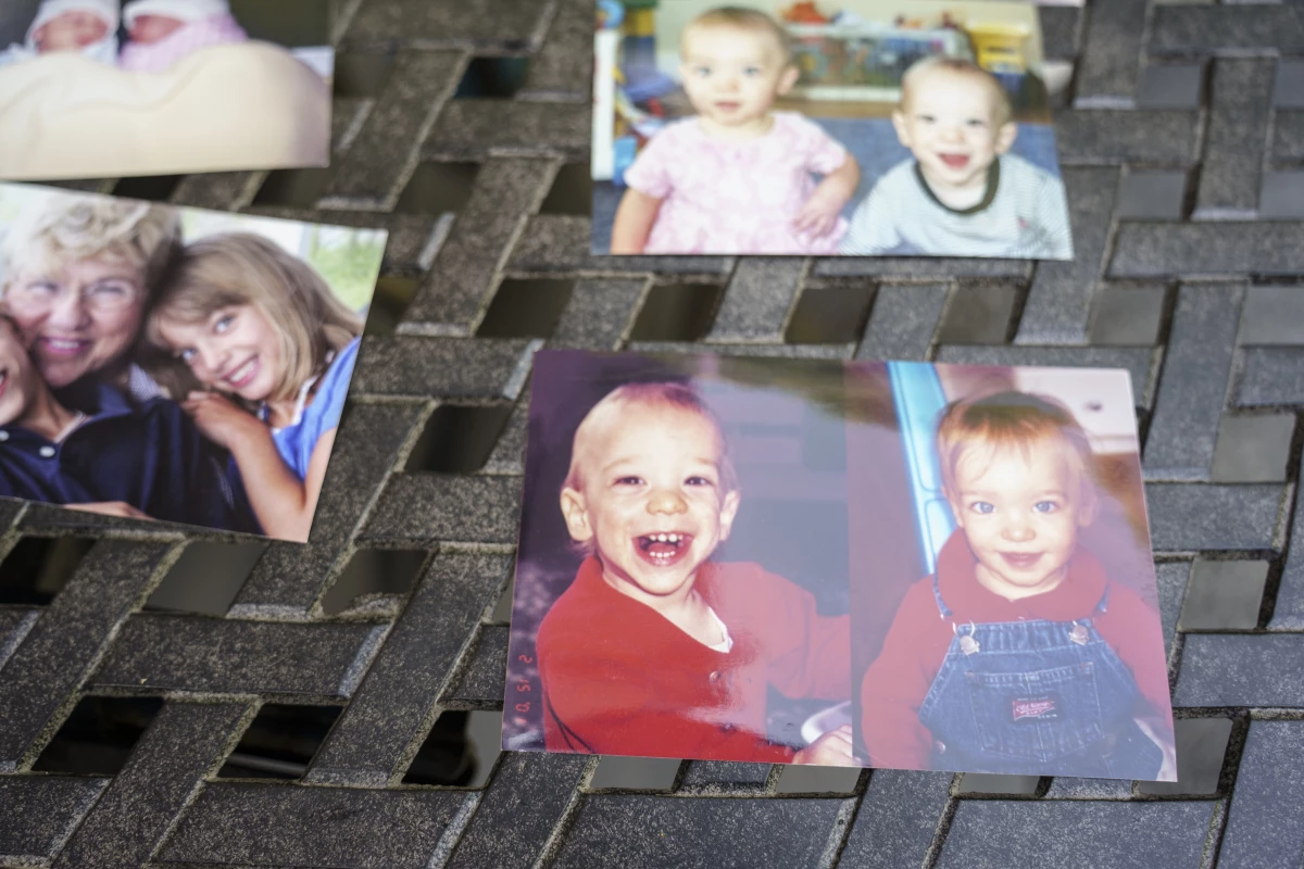 August 22, 2024, Natick, MA.  Photos of the twins Jason and Jessica as children. Both were born with Fragile X syndrome.