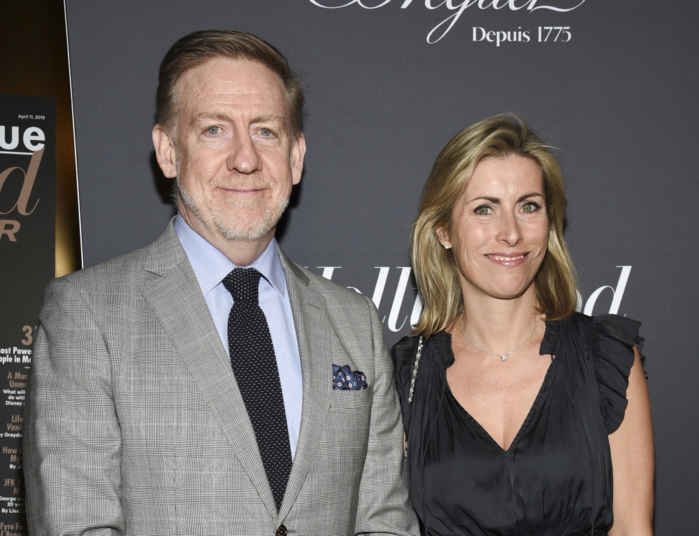 "60 Minutes" executive producer Bill Owens, left, shown with executive editor Tanya Simon in 2019. Owens resigned Tuesday, saying corporate leaders were no longer letting him "make independent decisions based on what was right for 60 Minutes, right for the audience." (Invision)