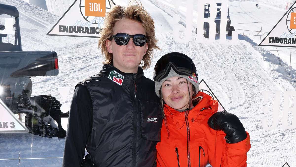Snowboarders Red Gerard and Hailey Langland at an event in 2023 at Park City, Utah.