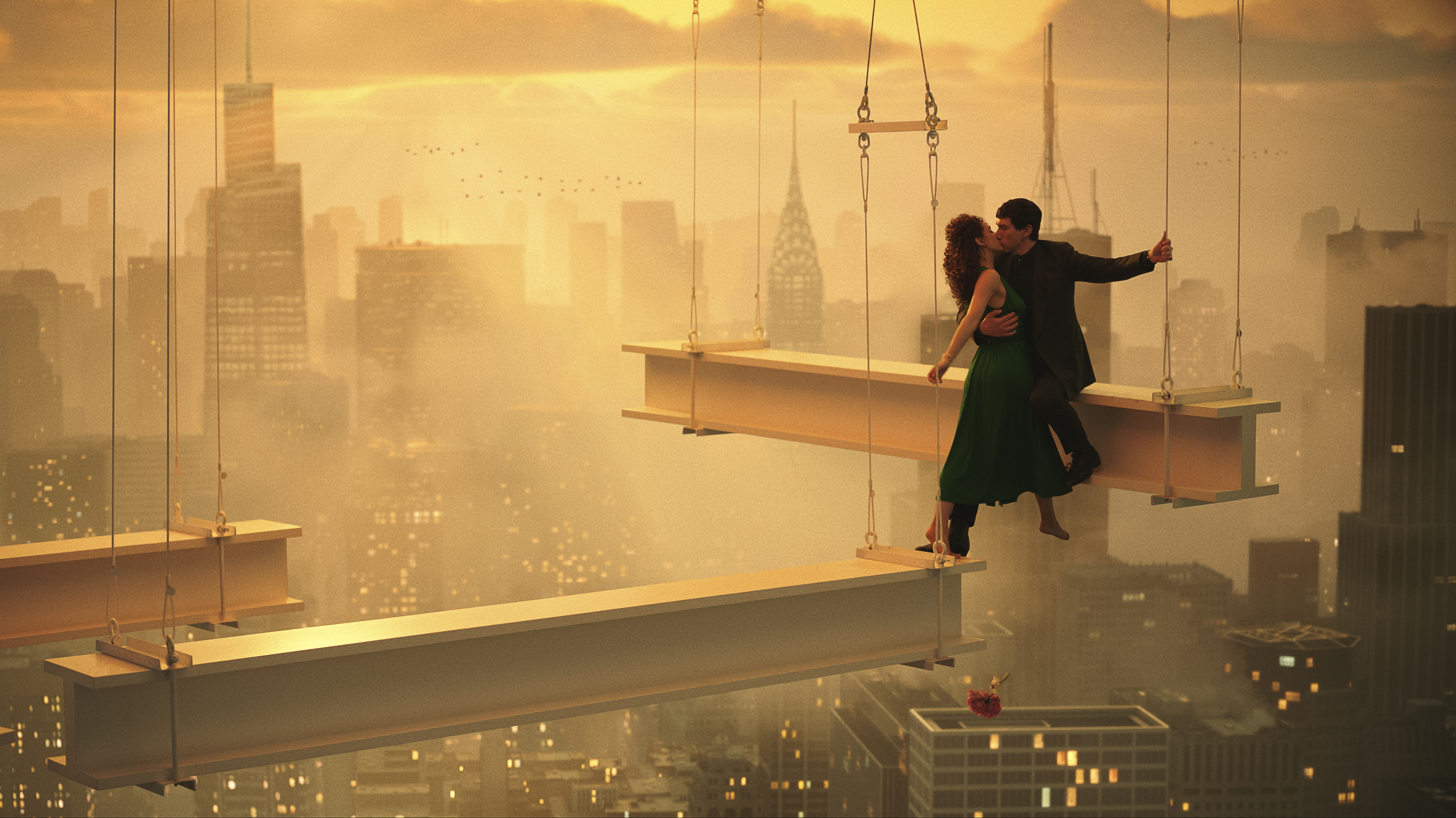 Nathalie Emmanuel and Adam Driver star as Julia and Cesar in <em>Megalopolis</em>.