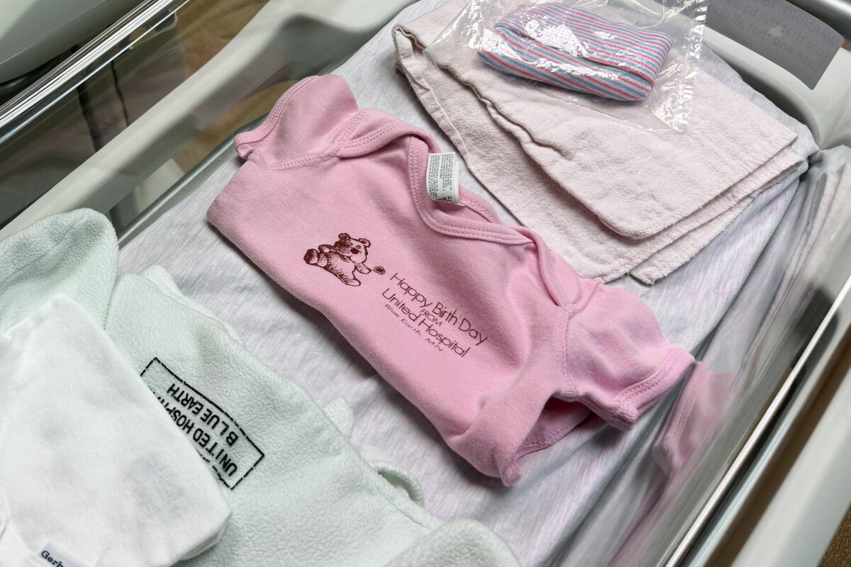 One rural hospital offers hope amid nationwide rural maternity ward closures 3 The nursery at United Hospital District in Blue Earth, Minnesota provides tiny Happy Birth Day shirts for newly born infants.