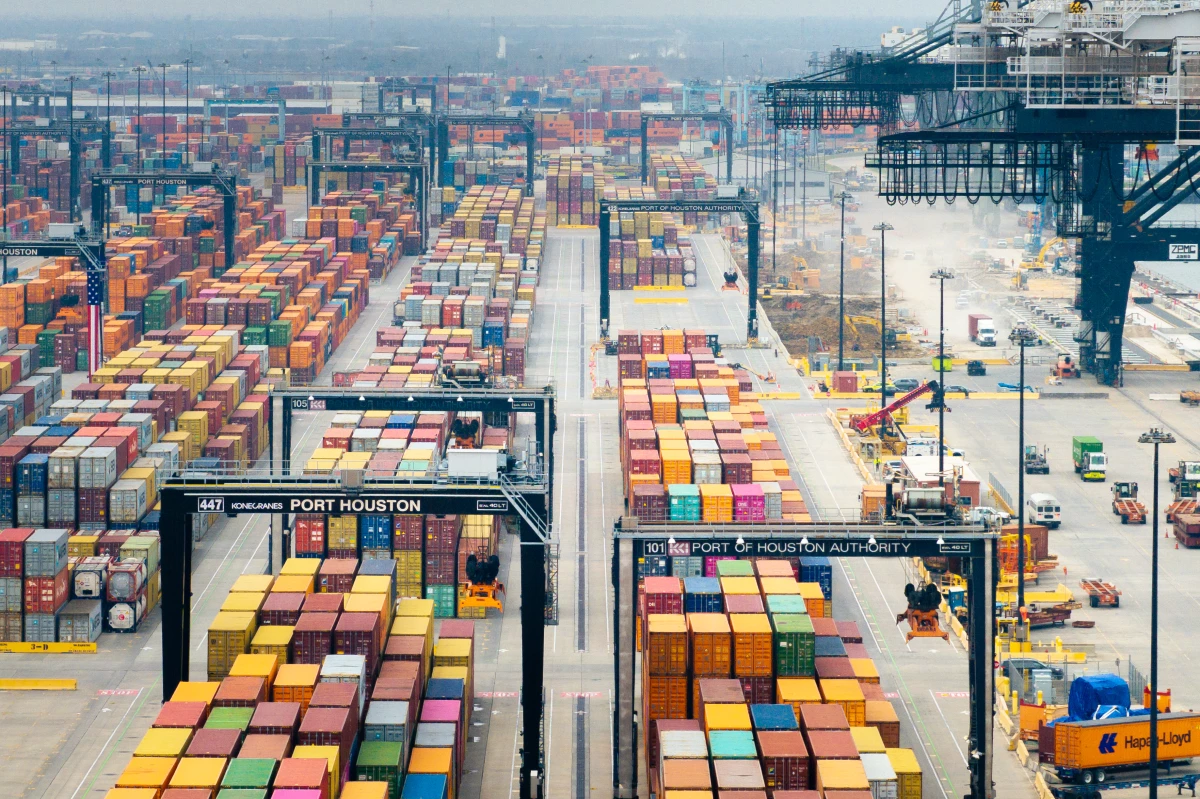 Shipping containers sit at the Port of Houston in Texas last month. A raft of new tariffs on imports from China, Canada and Mexico has companies and consumers scrambling.