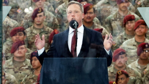 FILE - U.S. Army Secretary Dan Driscoll speaks at the America 250 celebration at Fort Bragg in Fayetteville, N.C., June 10, 2025. (AP Photo/Karl DeBlaker, File)